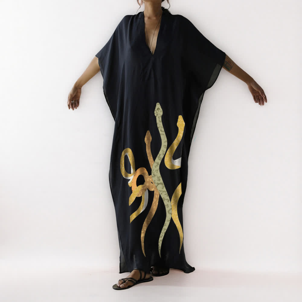Robe caftan noire Olivenorma Serpent