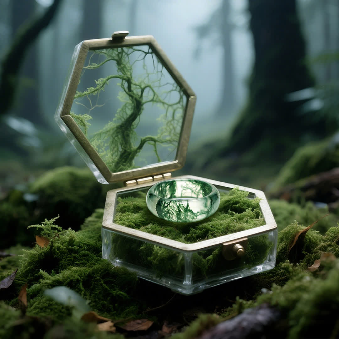 Bague en agate mousse Olivenorma« Murmures du bosquet » - image 3