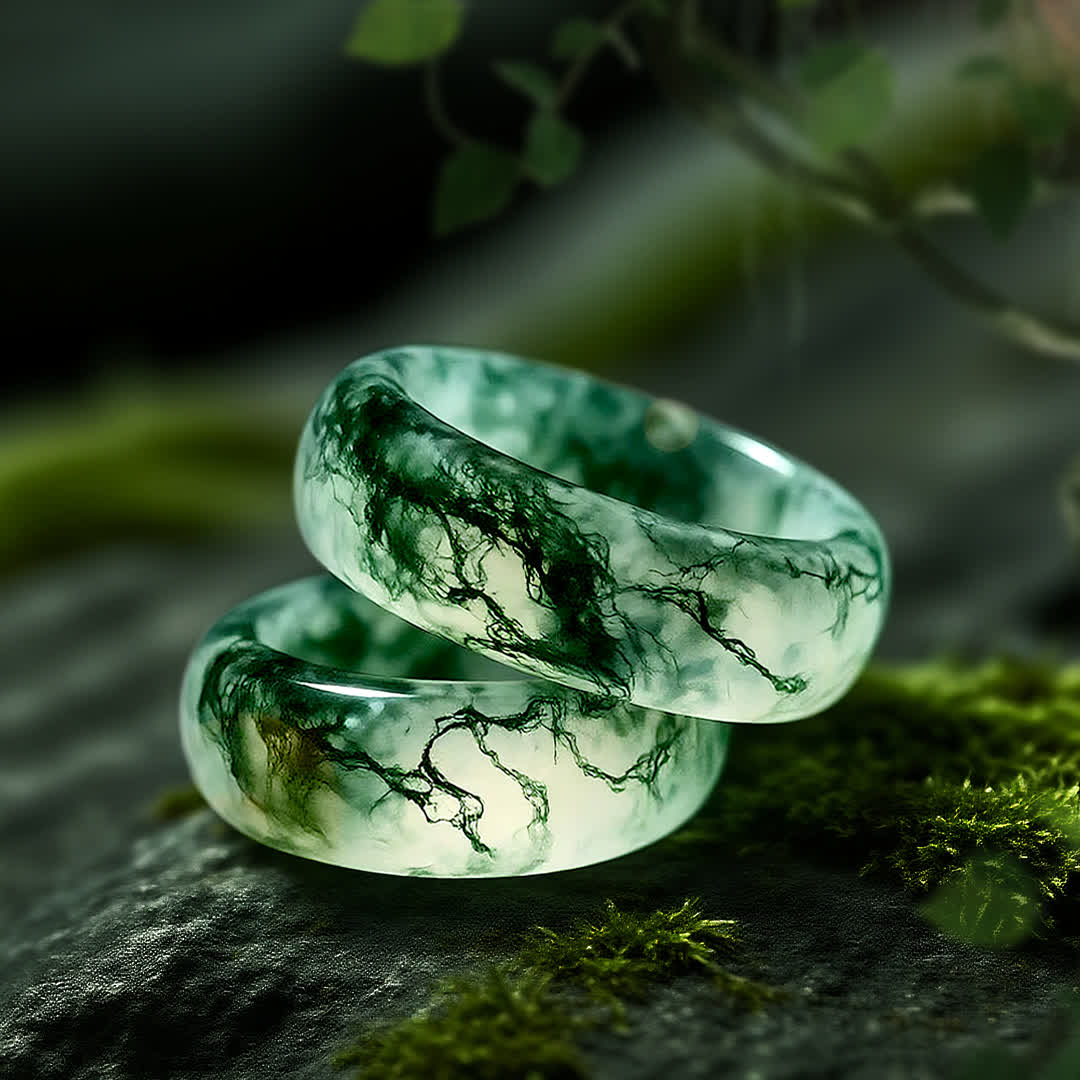 Bague en agate mousse Olivenorma« Murmures du bosquet » - États-Unis 11 - image 1