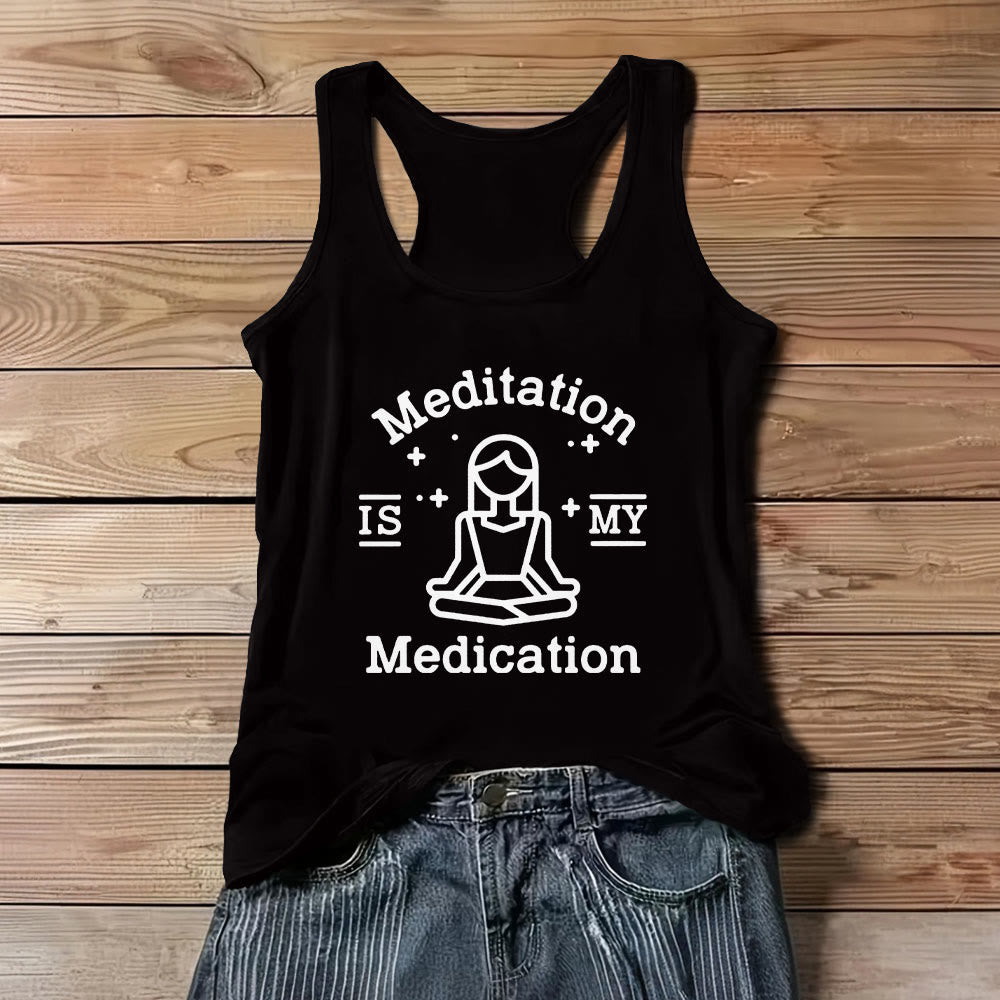 T-shirt de yoga Olivenorma « LA MÉDITATION EST MON MÉDICAMENT » - Noir - 3XL - image 1