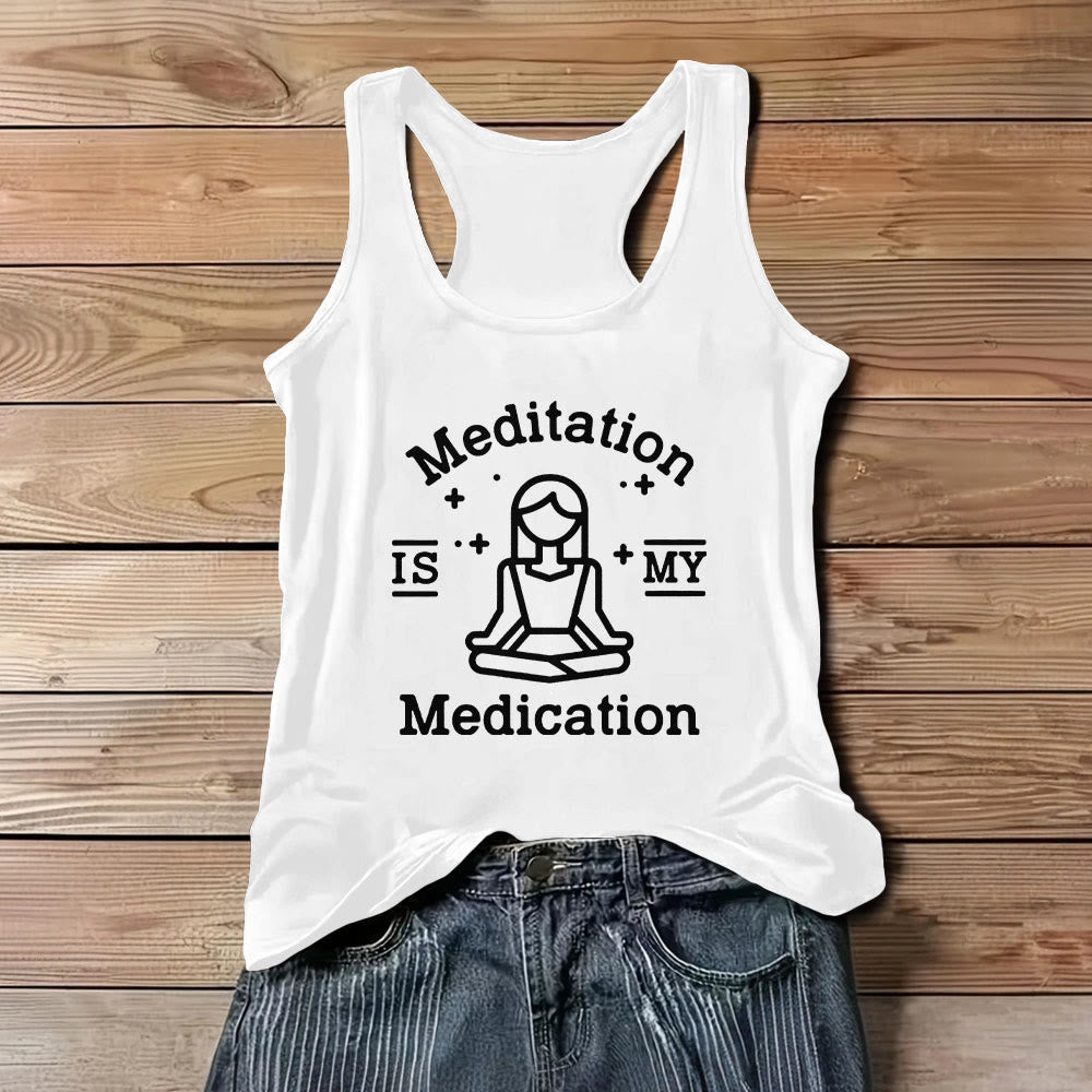 T-shirt de yoga Olivenorma « LA MÉDITATION EST MON MÉDICAMENT » - Blanc - 3XL - image 5