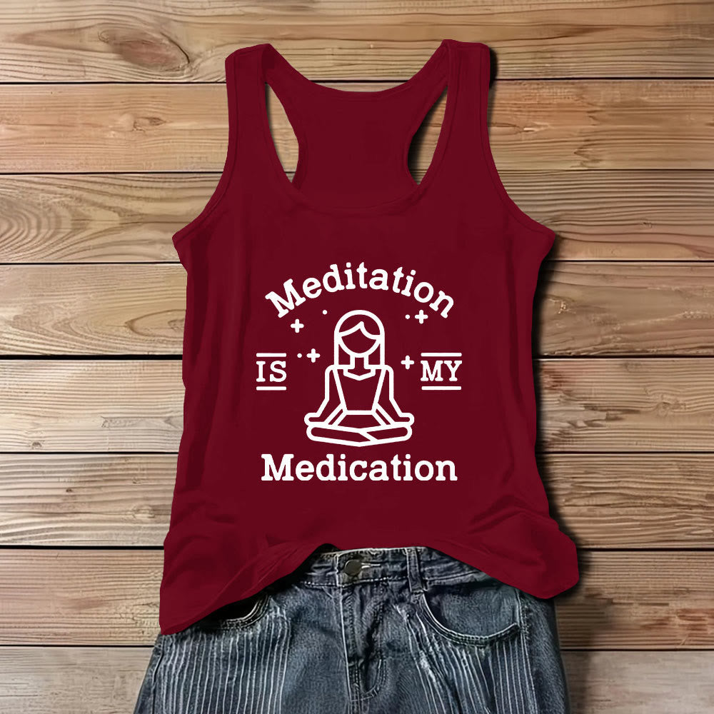 T-shirt de yoga Olivenorma « LA MÉDITATION EST MON MÉDICAMENT » - Rouge - 3XL - image 9