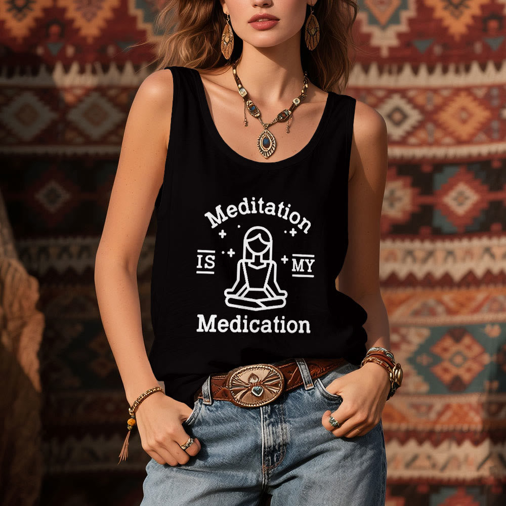 T-shirt de yoga Olivenorma « LA MÉDITATION EST MON MÉDICAMENT » - image 2