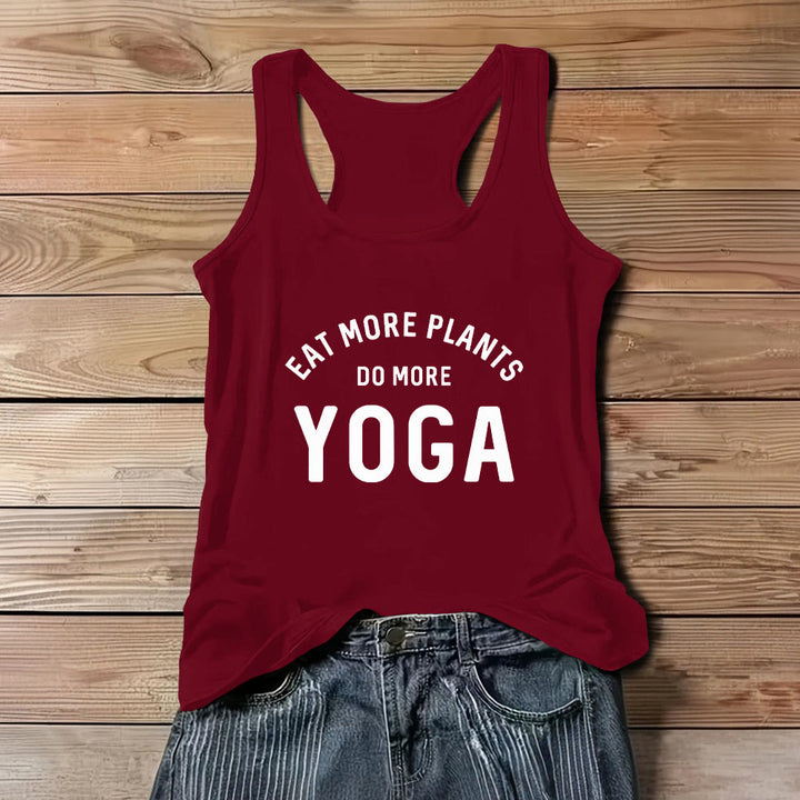 T-shirt sans manches Olivenorma « MANGEZ PLUS DE PLANTES, FAITES PLUS DE YOGA » - Rouge - 3XL - image 0