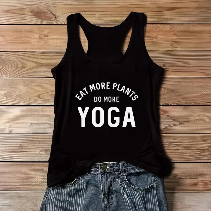 T-shirt sans manches Olivenorma « MANGEZ PLUS DE PLANTES, FAITES PLUS DE YOGA » - Noir - 3XL - image 4