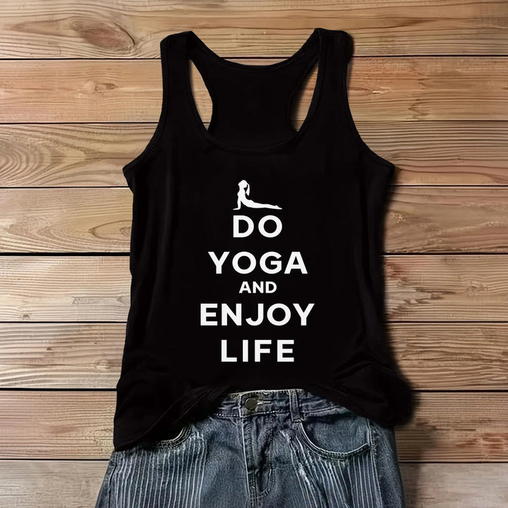 T-shirt spirituel Olivenorma « Faites du yoga et profitez de la vie » Débardeur doux sans manches pour femme - Noir - 3XL - image 4