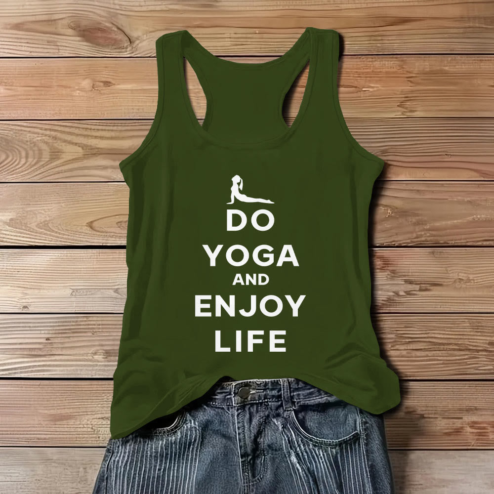 T-shirt spirituel Olivenorma « Faites du yoga et profitez de la vie » Débardeur doux sans manches pour femme - Vert - 3XL - image 0