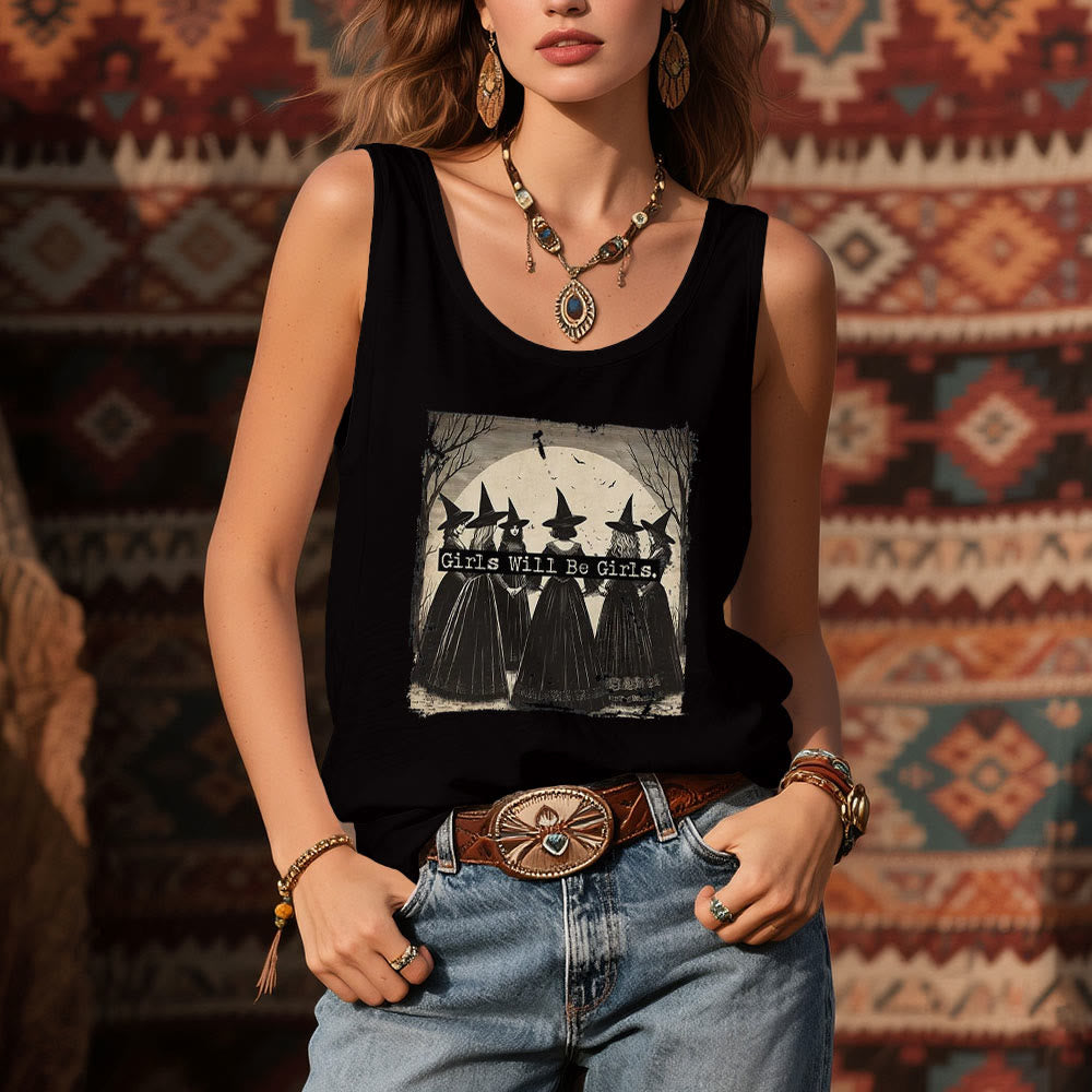 T-shirt sans manches Olivenorma « GIRLS WILL HELP GIRLS » pour filles, Power Witches Spiritual - image 6