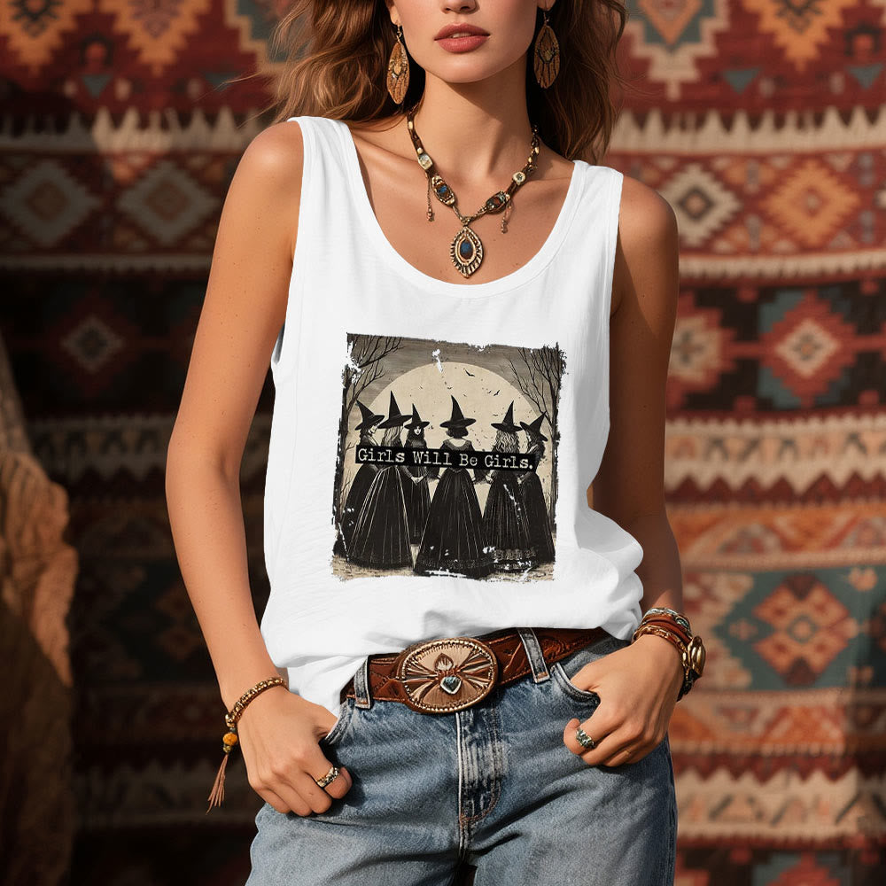 T-shirt sans manches Olivenorma « GIRLS WILL HELP GIRLS » pour filles, Power Witches Spiritual - image 7