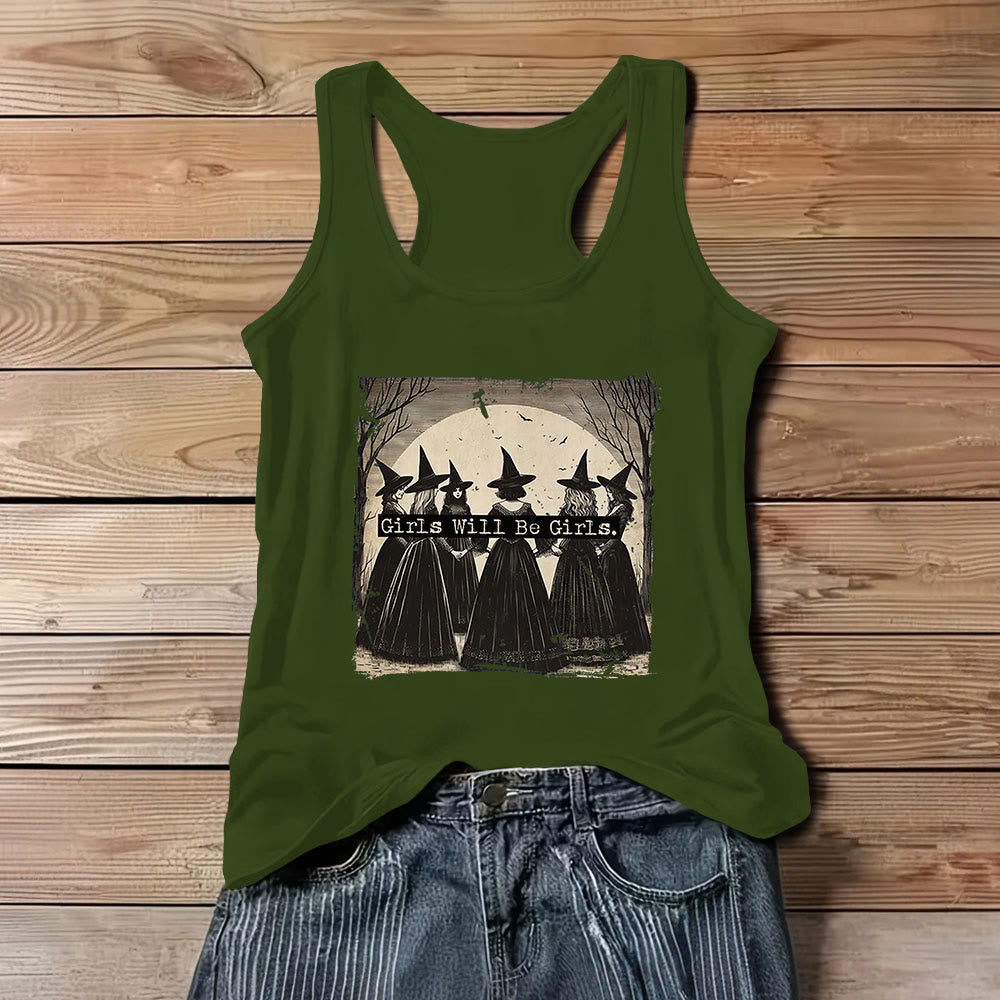 T-shirt sans manches Olivenorma « GIRLS WILL HELP GIRLS » pour filles, Power Witches Spiritual - Vert - 3XL - image 10