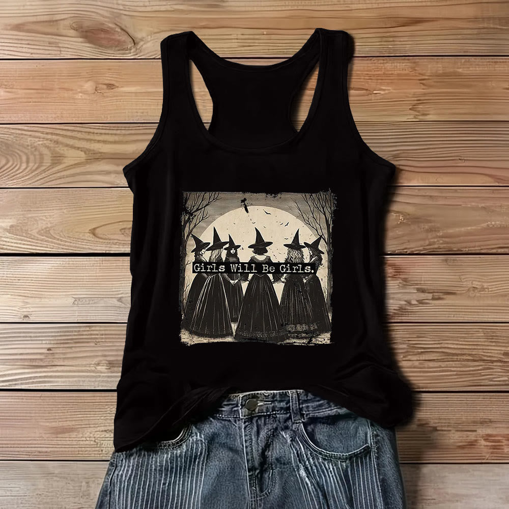 T-shirt sans manches Olivenorma « GIRLS WILL HELP GIRLS » pour filles, Power Witches Spiritual - Noir - 3XL - image 4