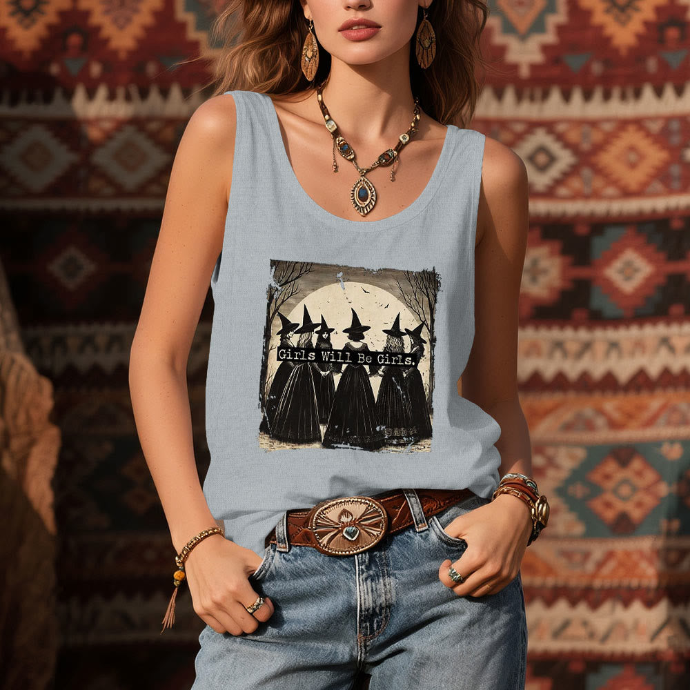 T-shirt sans manches Olivenorma « GIRLS WILL HELP GIRLS » pour filles, Power Witches Spiritual - image 9