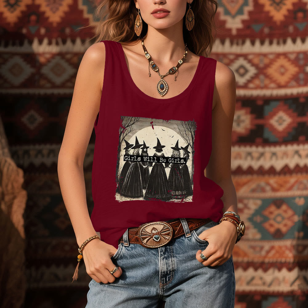 T-shirt sans manches Olivenorma « GIRLS WILL HELP GIRLS » pour filles, Power Witches Spiritual - image 1