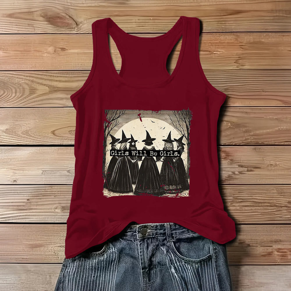 T-shirt sans manches Olivenorma « GIRLS WILL HELP GIRLS » pour filles, Power Witches Spiritual - Rouge - 3XL - image 0