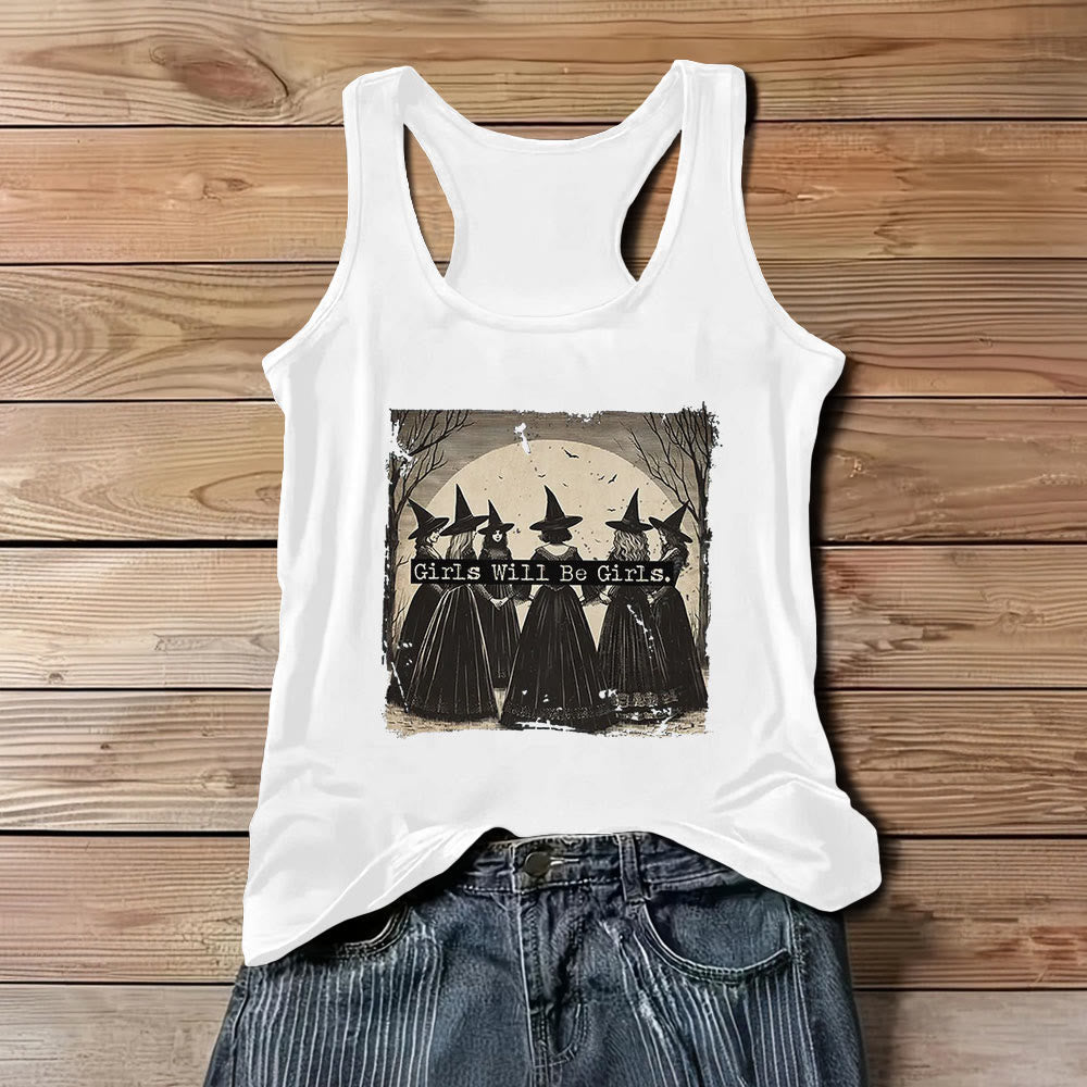 T-shirt sans manches Olivenorma « GIRLS WILL HELP GIRLS » pour filles, Power Witches Spiritual - Blanc - 3XL - image 7