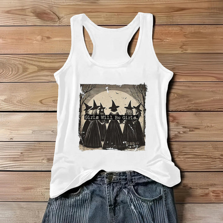 T-shirt sans manches Olivenorma « GIRLS WILL HELP GIRLS » pour filles, Power Witches Spiritual - Blanc - 3XL - image 7