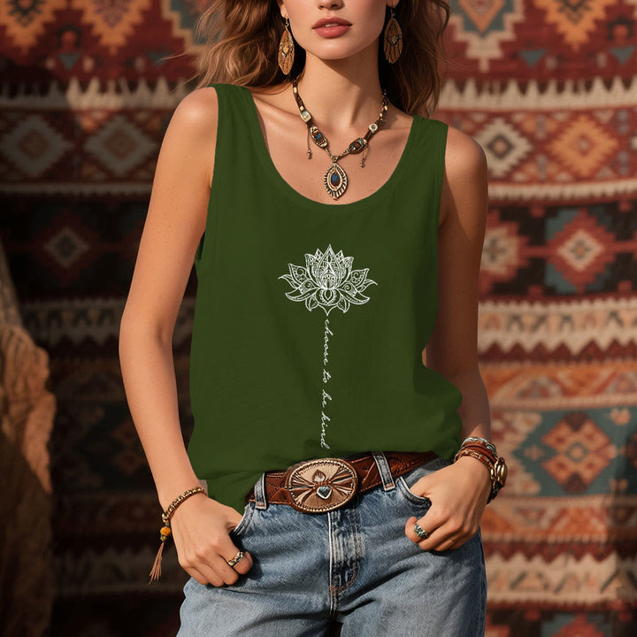 T-shirt Olivenorma manches « Choisissez d'être gentil » avec motif lotus paisible et spirituel - image 2