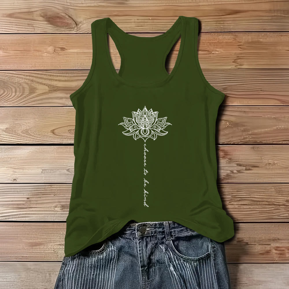 T-shirt Olivenorma manches « Choisissez d'être gentil » avec motif lotus paisible et spirituel - Vert - 3XL - image 1