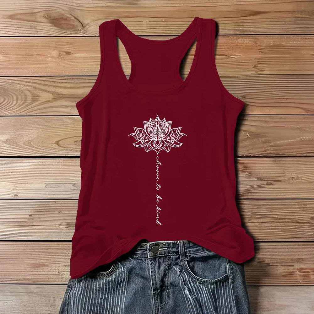 T-shirt Olivenorma manches « Choisissez d'être gentil » avec motif lotus paisible et spirituel - Rouge - 3XL - image 10
