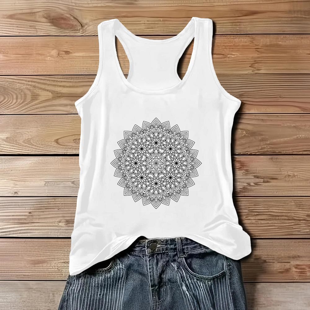 T-shirt imprimé floral Olivenorma pour femme, débardeur graphique  - Blanc - 3XL - image 1