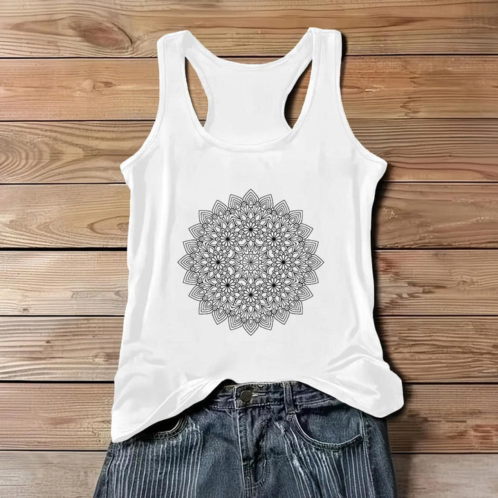 T-shirt imprimé floral Olivenorma pour femme, débardeur graphique  - Blanc - 3XL - image 1