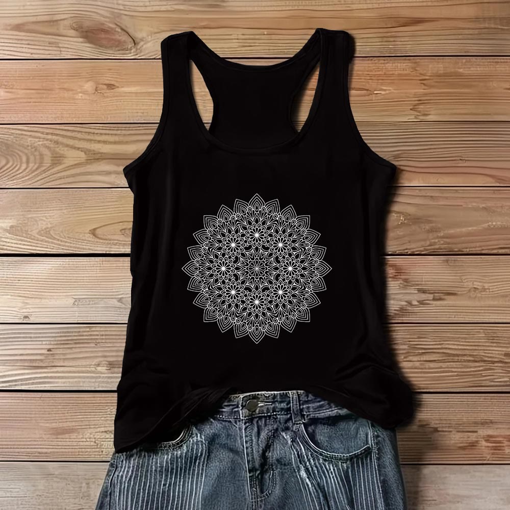T-shirt imprimé floral Olivenorma pour femme, débardeur graphique  - Noir - 3XL - image 4