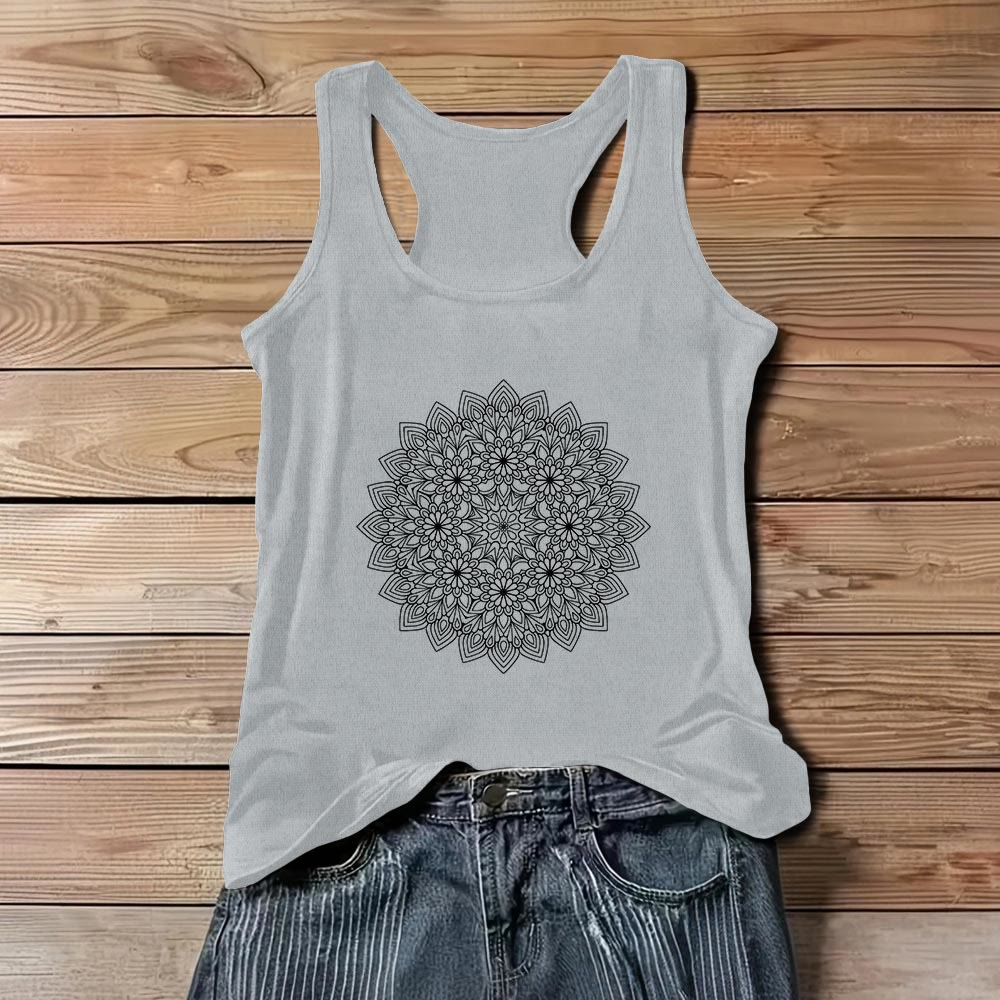 T-shirt imprimé floral Olivenorma pour femme, débardeur graphique  - Gris - 3XL - image 7