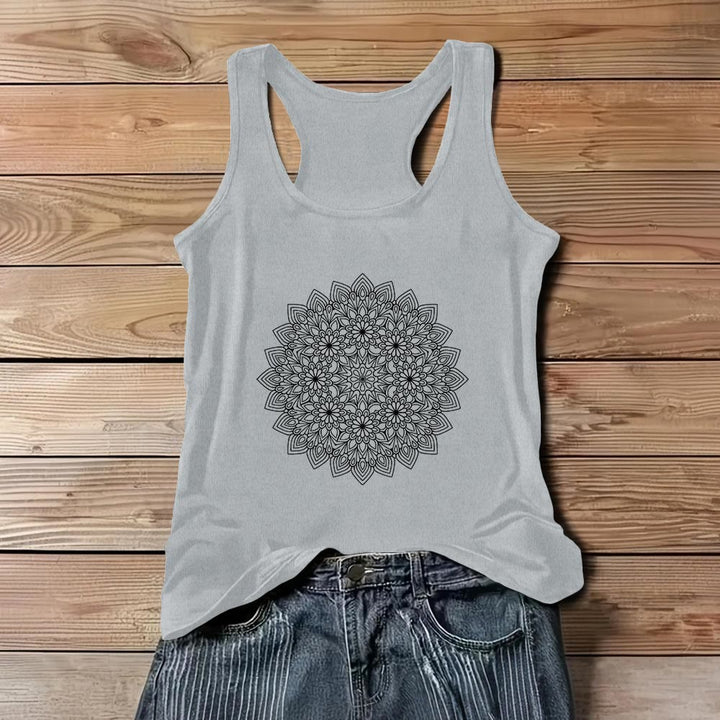 T-shirt imprimé floral Olivenorma pour femme, débardeur graphique  - Gris - 3XL - image 7