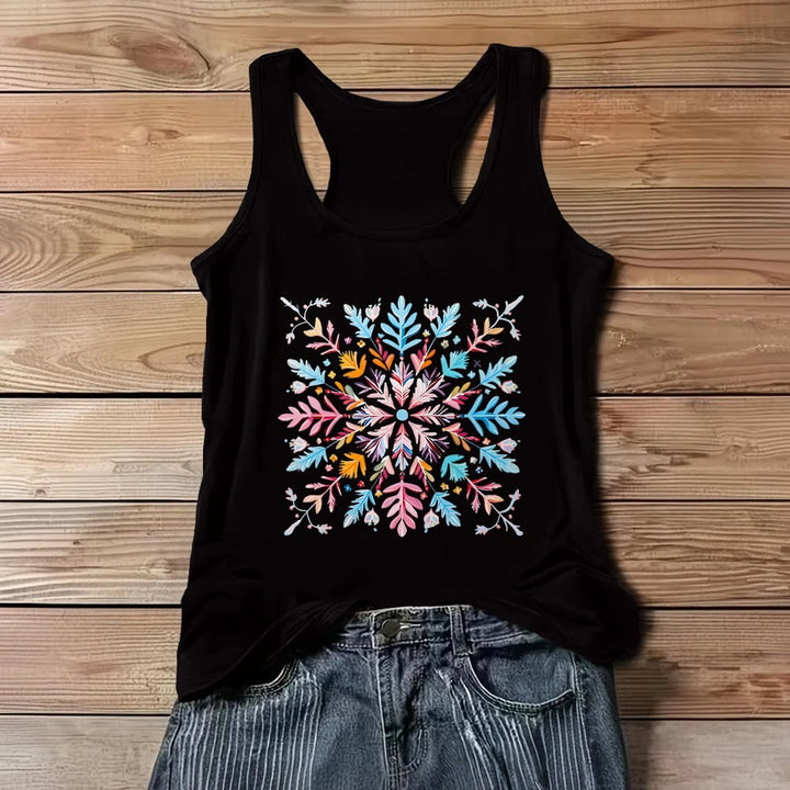 T-shirts d'été à fleurs mandalas colorées Olivenorma pour femmes, débardeur spirituel - Noir - 3XL - image 4