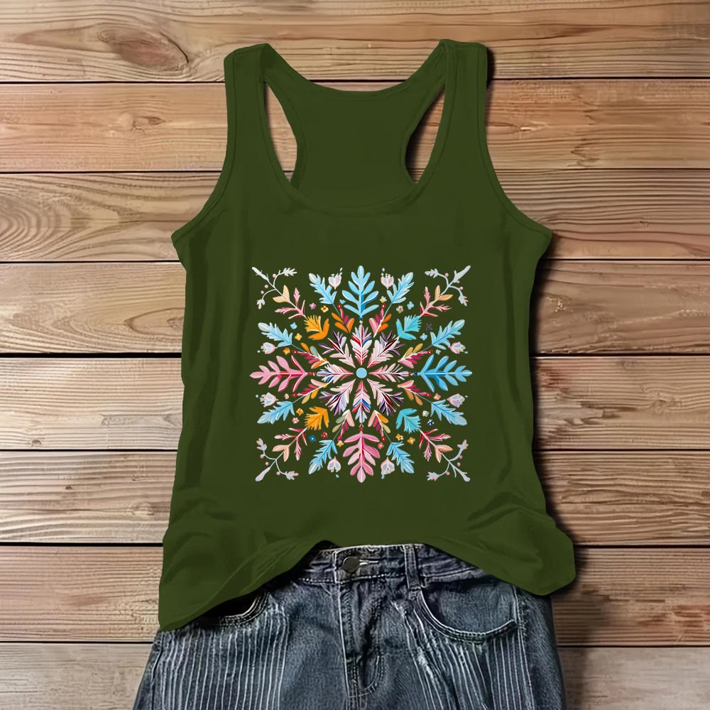 T-shirts d'été à fleurs mandalas colorées Olivenorma pour femmes, débardeur spirituel - Vert - 3XL - image 10