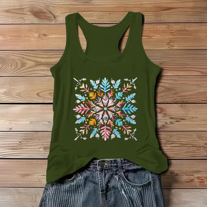 T-shirts d'été à fleurs mandalas colorées Olivenorma pour femmes, débardeur spirituel - Vert - 3XL - image 10