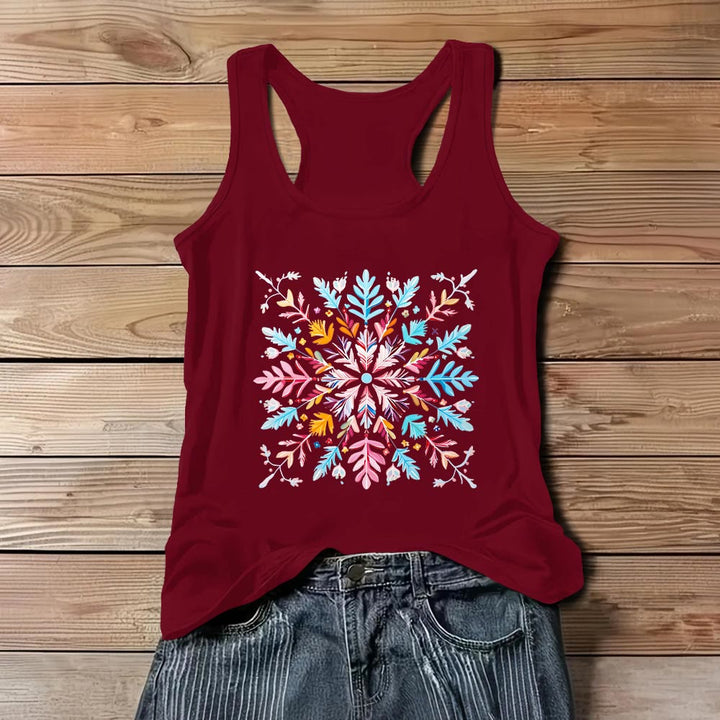 T-shirts d'été à fleurs mandalas colorées Olivenorma pour femmes, débardeur spirituel - Rouge - 3XL - image 9
