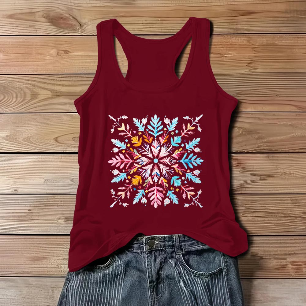 T-shirts d'été à fleurs mandalas colorées Olivenorma pour femmes, débardeur spirituel - Rouge - 3XL - image 8