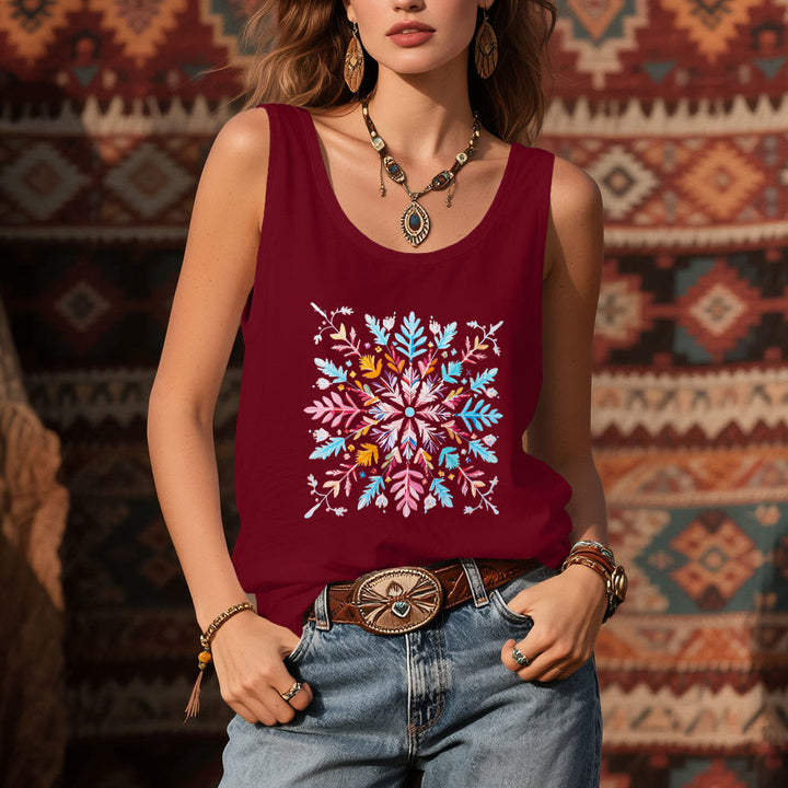 T-shirts d'été à fleurs mandalas colorées Olivenorma pour femmes, débardeur spirituel - image 9