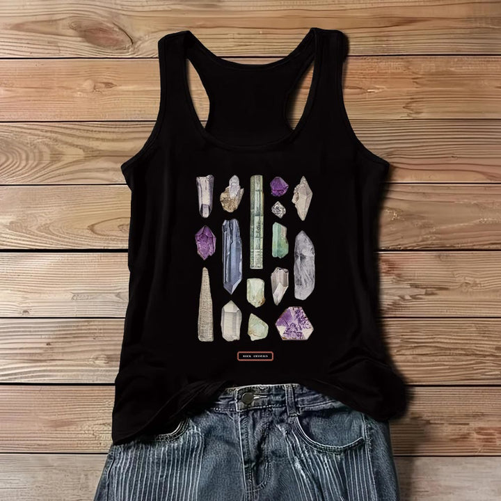 T-shirt sans manches Olivenorma « CRISTAUX DE ROCHE » Minéraux et pierres précieuses brutes pour femme   - Noir - 3XL - image 5