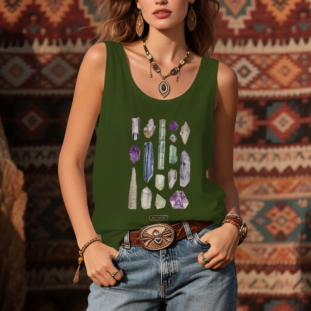 T-shirt sans manches Olivenorma « CRISTAUX DE ROCHE » Minéraux et pierres précieuses brutes pour femme   - image 11