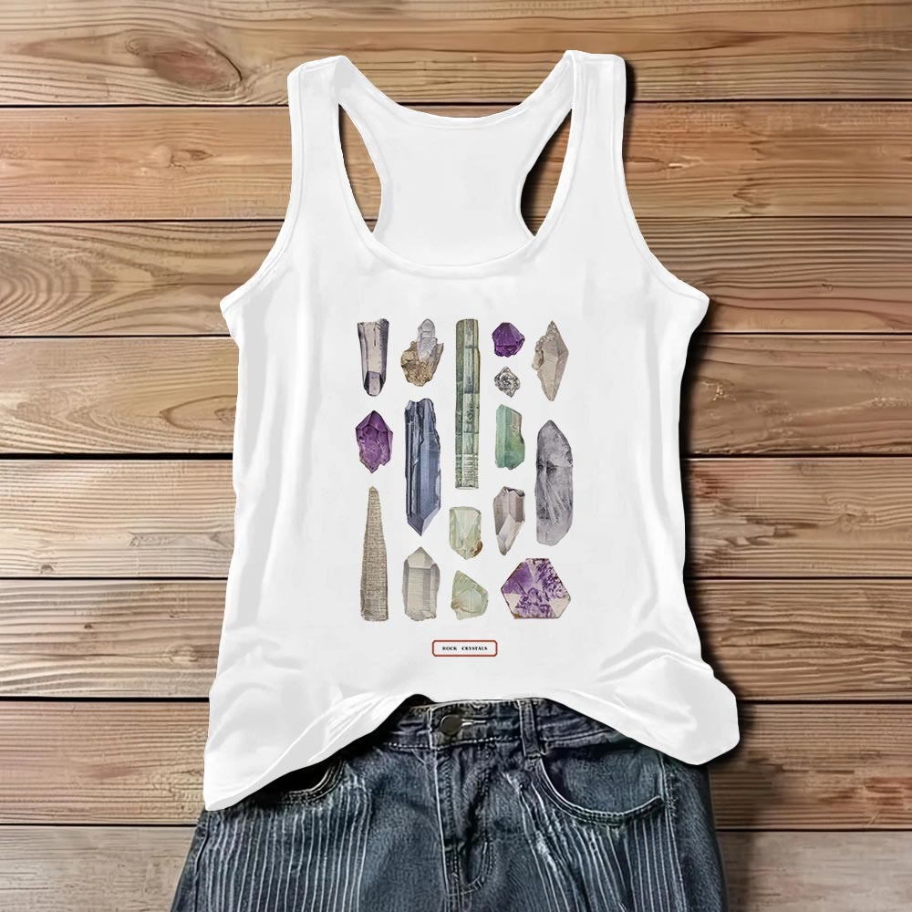 T-shirt sans manches Olivenorma « CRISTAUX DE ROCHE » Minéraux et pierres précieuses brutes pour femme   - Blanc - 3XL - image 1