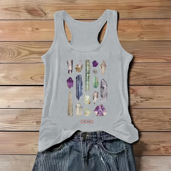 T-shirt sans manches Olivenorma « CRISTAUX DE ROCHE » Minéraux et pierres précieuses brutes pour femme   - Gris - 3XL - image 7