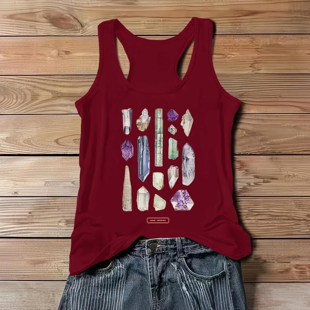 T-shirt sans manches Olivenorma « CRISTAUX DE ROCHE » Minéraux et pierres précieuses brutes pour femme   - Rouge - 3XL - image 9