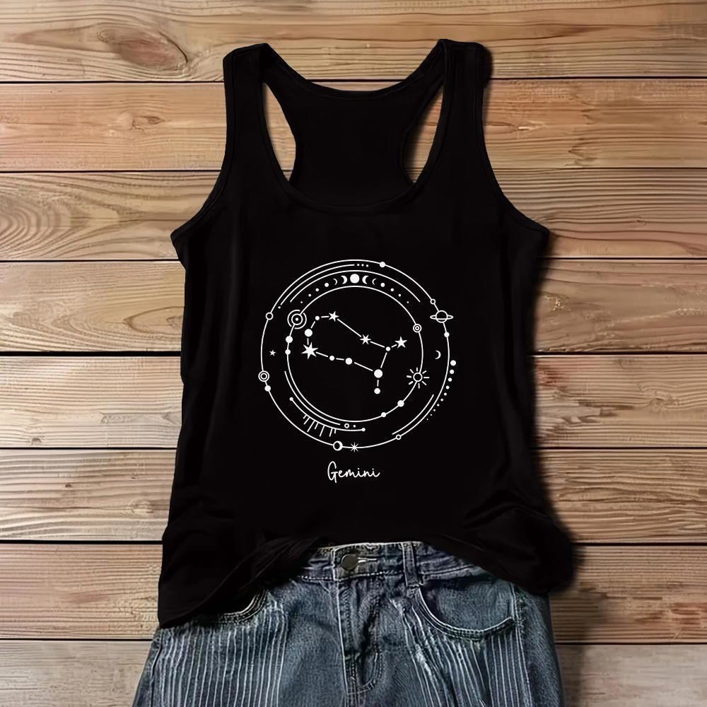 T-shirt noir Olivenorma avec carte des 12 constellations et étoiles du zodiaque - Gémeaux - 3XL - image 16