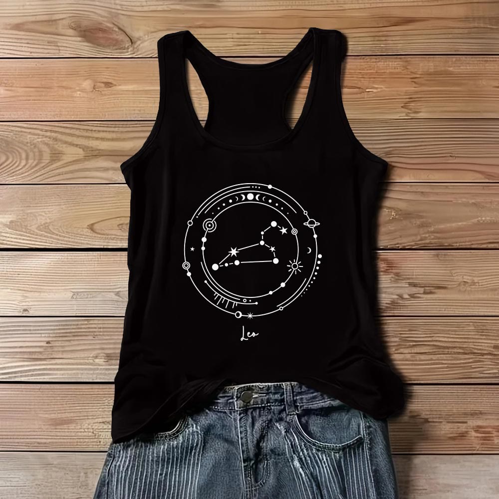 T-shirt noir Olivenorma avec carte des 12 constellations et étoiles du zodiaque - Lion - 3XL - image 5