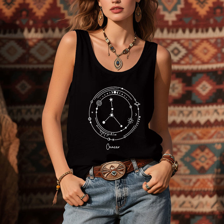 T-shirt noir Olivenorma avec carte des 12 constellations et étoiles du zodiaque - image 1
