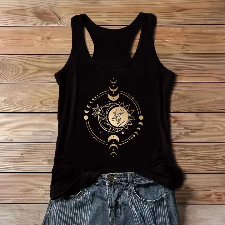 T-shirt coupe classique Olivenorma Moom Phase pour femme, col rond et manches courtes - Noir - 3XL - image 1