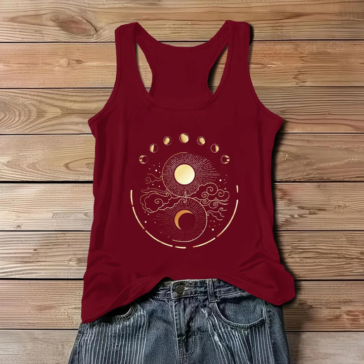 Débardeur bohème sans manches avec phases de lune mystiques Olivenorma Lune et Soleil - Rouge - 3XL - image 9