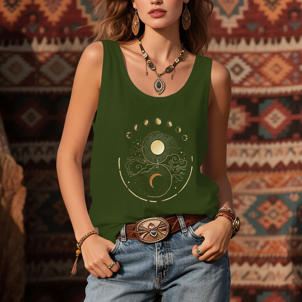 Débardeur bohème sans manches avec phases de lune mystiques Olivenorma Lune et Soleil - image 12