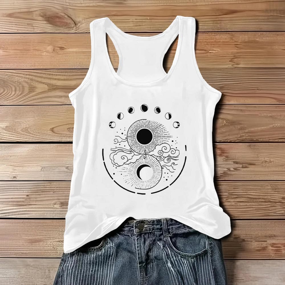 Débardeur bohème sans manches avec phases de lune mystiques Olivenorma Lune et Soleil - Blanc - 3XL - image 4