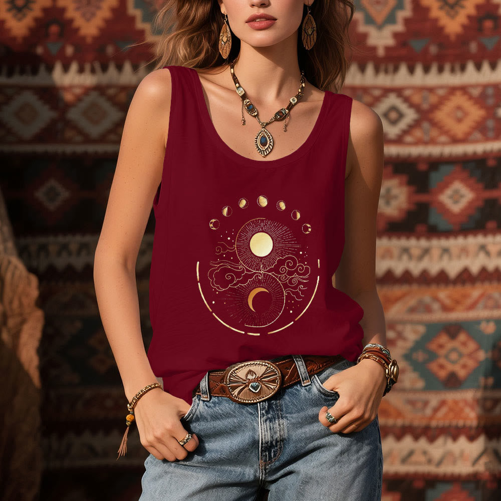 Débardeur bohème sans manches avec phases de lune mystiques Olivenorma Lune et Soleil - image 10