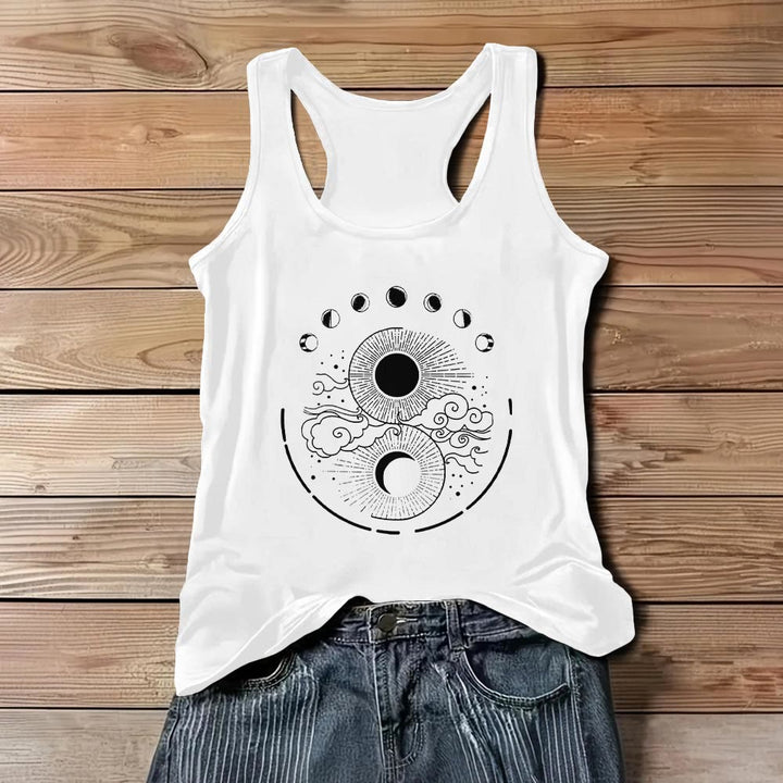 Débardeur bohème sans manches avec phases de lune mystiques Olivenorma Lune et Soleil - Blanc - 3XL - image 5
