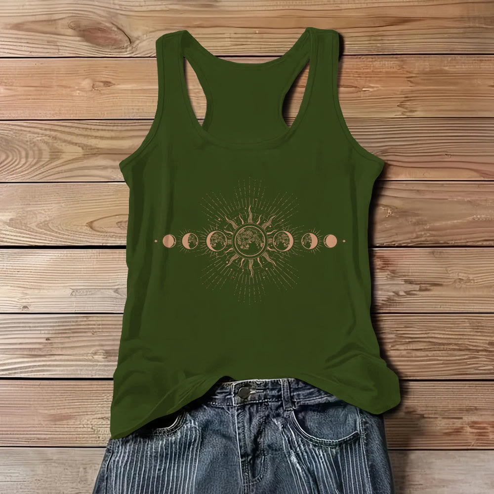 Débardeur sans manches à col ras du cou et motif phases de lune mystiques célestes Olivenorma pour femme - Vert - 3XL - image 10