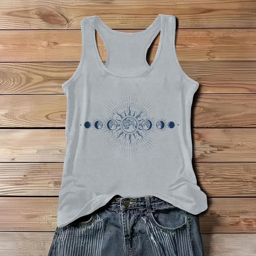 Débardeur sans manches à col ras du cou et motif phases de lune mystiques célestes Olivenorma pour femme - Gris - 3XL - image 1